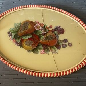 VINTAGE SERVING TRAY  has crack in glass
